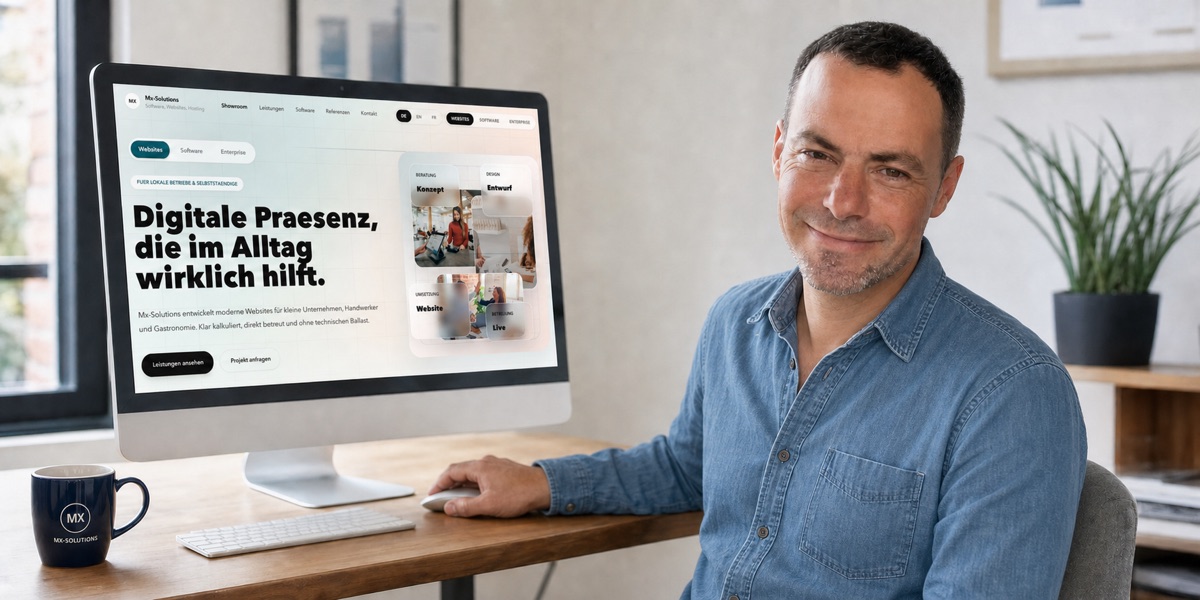 Peter Holfelder an seinem Arbeitsplatz bei MX-Solutions
